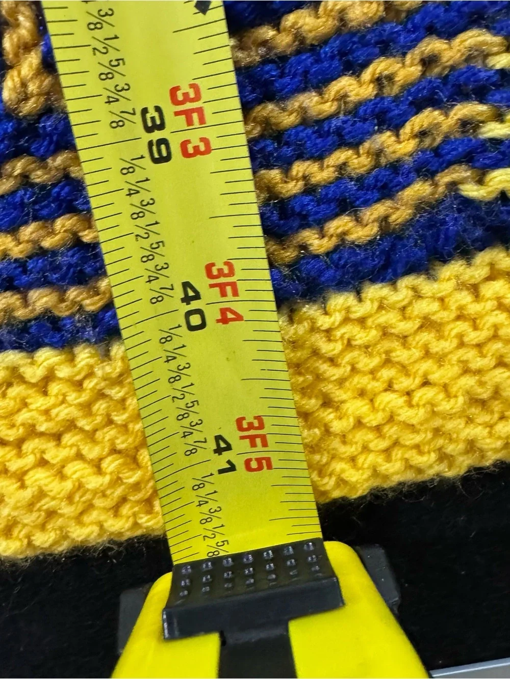 Hand Knit Rainbow Gradient Throw Blanket with Yellow Border